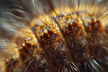 Realistic close-up of the tiny hairs on a caterpillar