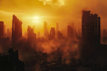 Fototapeta premium The grim silhouette of abandoned cities