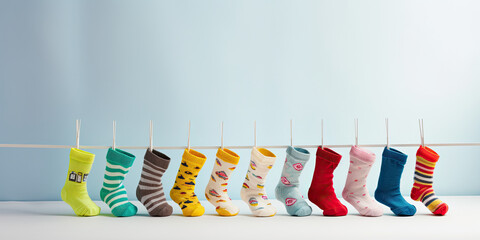Using Clean Socks Daily good habits for childrens - obrazy, fototapety, plakaty