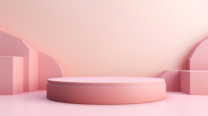 mockup 3d rendered illustration with pink geometric shape