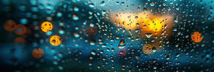 Raindrop pattern on a windowpane with a blurred background, Background Image, Background For Banner - obrazy, fototapety, plakaty
