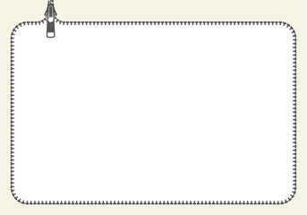 Vector black zipper formed frame. Diploma, certificate. Isolated on white background.