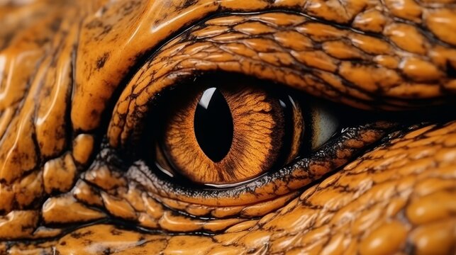 Detailed crocodile eye and skin macro photography texture with hyperrealistic pattern background, banner