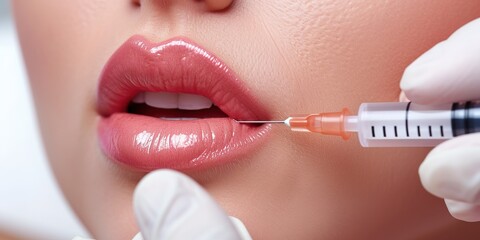 A Woman Is Getting A Botox Injection In Her Lips