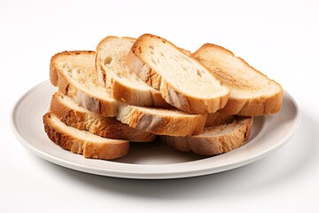 a plate of sliced bread