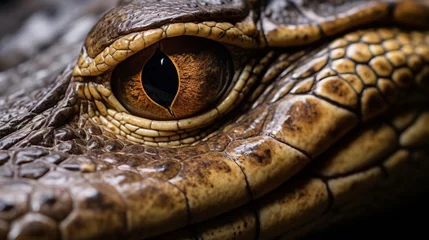 Fototapeten Intricate crocodile eye and skin texture, hyper realistic macro pattern for background photography, banner © Anzhela