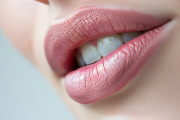 closeup of a therapists lips pronouncing a difficult sound for imitation - obrazy, fototapety, plakaty