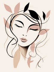 A woman with long flowing hair adorned with a delicate flower in her hair, standing gracefully in a natural setting.