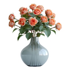  vase with roses on transparent background Remove png