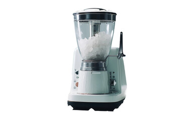 A blender filled to the brim with a copious amount of white substance, ready for blending. Isolated on a Transparent Background PNG.