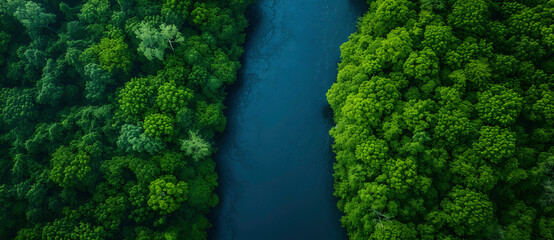 a river surrounded by trees - obrazy, fototapety, plakaty