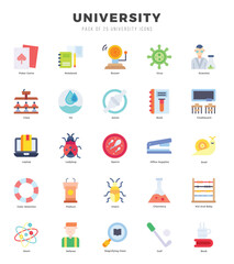 University web icons in Flat style.