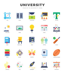 University icons set. Collection of simple Flat web icons.