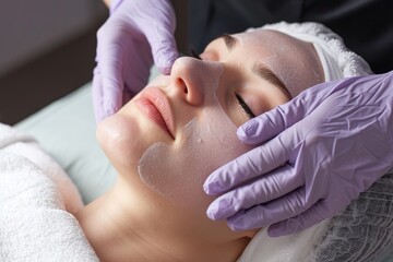A Woman Is Getting A Facial Treatment At A Spa