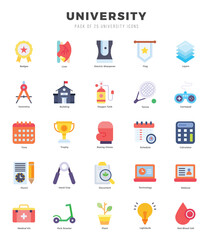 Vector icons set of University. Flat style Icons.