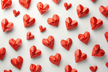 a group of red paper hearts