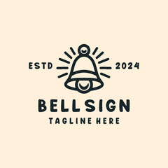 Bell Logo Monoline Vector, Doorbell Icon Symbol, Classic Creative Vintage Graphic Design