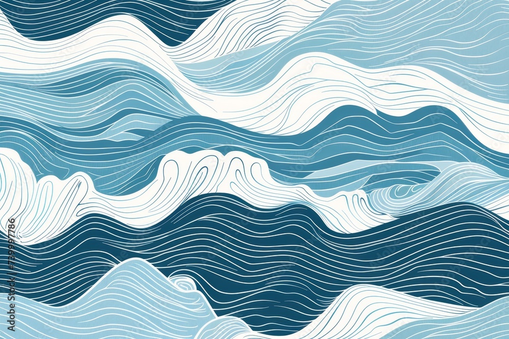 Aufkleber This is an abstract line art background  with contour scribble ocean wave lines and a cloud shape style. Use for design illustrations for fabrics, prints, covers, banners, decorations, and