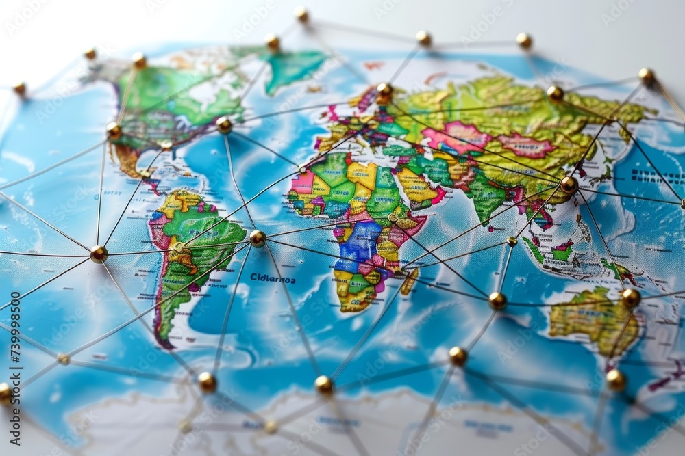 Poster concept of global communication networks. world-wide business strategy.