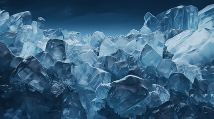 Close-up view of a pile of ice cubes, macro view - obrazy, fototapety, plakaty