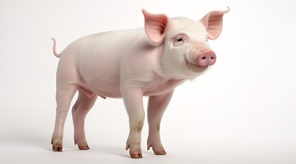 a pig standing on a white background