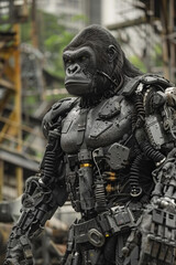 Fototapeta na wymiar Cybernetically enhanced Gorilla built for research or war