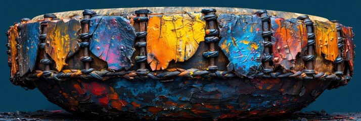 Vibrant, hand-painted, traditional African drum texture, Background Image, Background For Banner