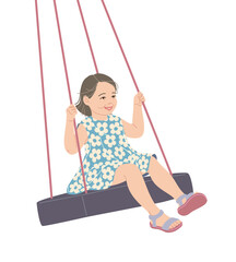 Little Girl Swinging on a Swing - 739999933