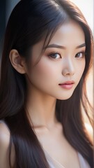 close up portrait asian woman. 4k portrait photo. suitable for skincare  ads. " image generated with AI"