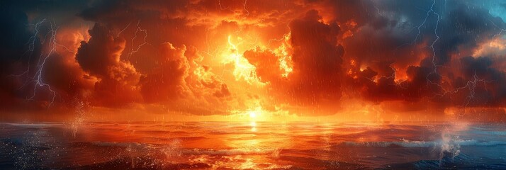 Weather phenomenon pattern with clouds, sun, rain, and lightning, Background Image, Background For Banner