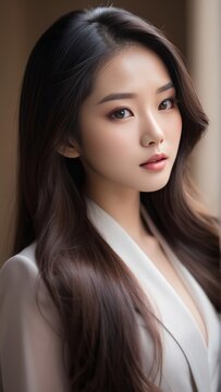 close up portrait asian woman. 4k portrait photo. suitable for skincare  ads. " image generated with AI"