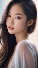 close up portrait asian woman. 4k portrait photo. suitable for skincare  ads. " image generated with AI"