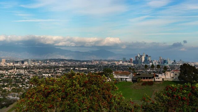 Los Angeles Downtown Skyline Time Lapse over Baldwin Hills California USA