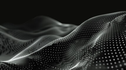 Fototapeta premium Digital wave with many dots and particles. Abstract dynamic wave background. Technology or science banner