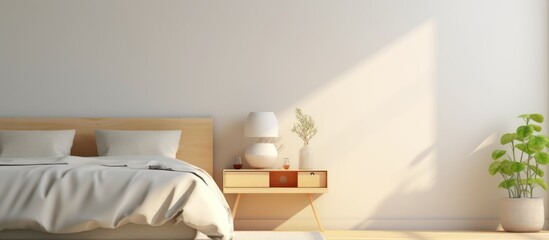 Bedroom interior in modern minimalist home style