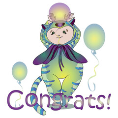 Funny children's animal costumes for boys and girls for masquerade. Tiger costume. Flat design vector illustration.