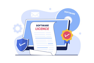 Software license illustration. Vector flat illustration