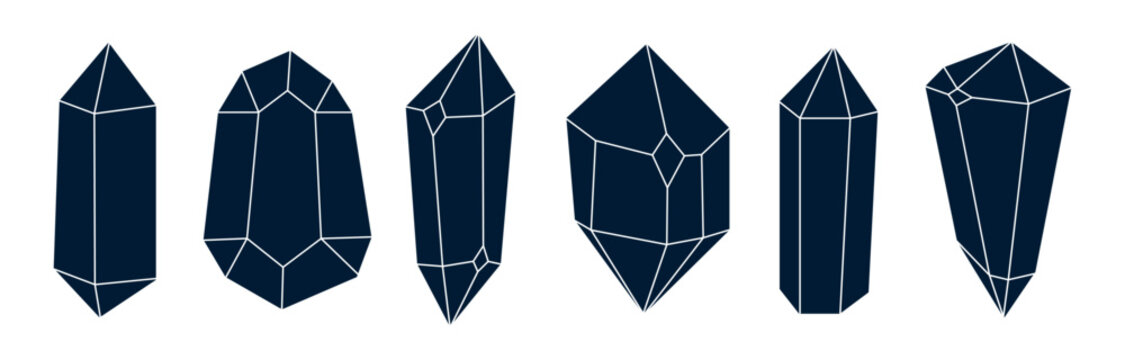 Magic crystal celestial diamond gem boho mistical flat illustration