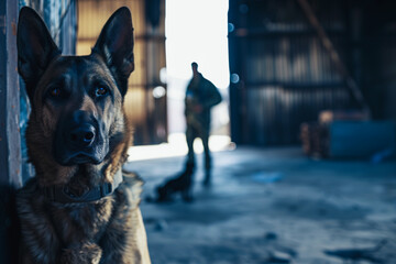 Dedicated German Shepherd with Soldier in Military Barrack