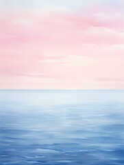 Obraz premium An art print featuring a vibrant blue ocean with gentle waves under a soft pink sky. The colors create a dreamy and serene atmosphere.