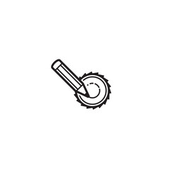 Pencil and Saw Blade logo or icon design
