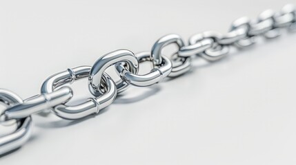 Obraz premium Simple minimalist illustration of shiny straight metal chain isolated on white background with empty space