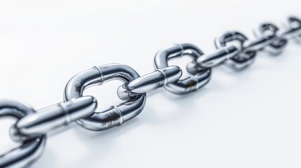 Obraz premium Simple minimalist illustration of shiny straight metal chain isolated on white background with empty space