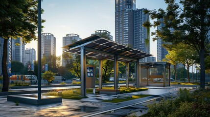 Solar panels in city stations