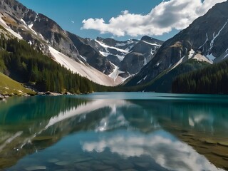 Fototapeta na wymiar Lake in the mountains. Generative AI