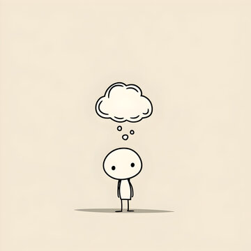 Cute stickman thinking