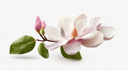 One Magnolia Flower Isolated on Transparent Background

