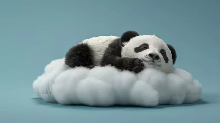 Foto op Canvas 3d render of a panda cub napping on a cloud shaped pillow © pprothien