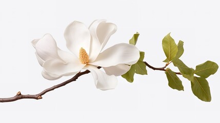 Fototapeta na wymiar One Magnolia Flower Isolated on Transparent Background