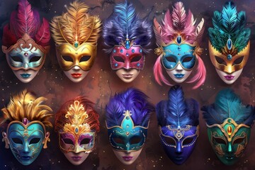 Colorful Masks With Feathers